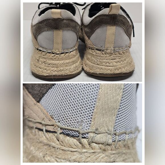 Marc Fisher Janette 4 Silver Leather And Fabric Espadrille Sneakers 9 - Picture 5 of 8